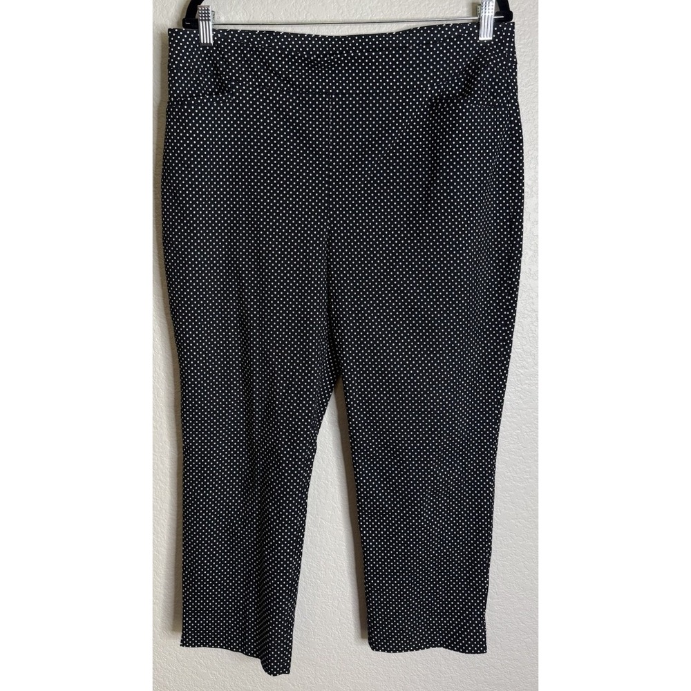 Chicos 2.5‎ US 14 Womens White Black Polka Dots Chino Pants Cropped Pockets